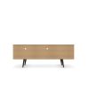 Manhattan Comfort Liberty 70.86" Mid-Century Modern TV Stand with 4 Shelving Spaces and 1 Drawer in Rustic Brown and Aqua Blue with Solid Wood Legs