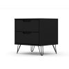 Manhattan Comfort Rockefeller 2.0 Mid-Century- Modern Nightstand with 2-Drawer in Black
