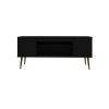 Manhattan Comfort Bradley 62.99 TV Stand Black with 2 Media Shelves and 2 Storage Shelves in Black with Solid Wood Legs