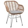 Manhattan Comfort Antibes 1.0 Steel Rattan 3-Piece Patio Conversation Set with Cushions in Grey