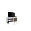 Manhattan Comfort Liberty 42.52" Mid-Century Modern TV Stand with 2 Shelves and 1 Door in White and Rustic Brown