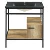 30" Bathroom vanity with Single Sink; Bathroom Storge Cabinet; Metal Frame; Black