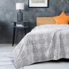 Back Printing Shaved Flannel Plush Blanket; checked Blanket for Bed or Sofa; 80&quot; x 90&quot;; Grey ( Set of 2)