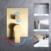 Brushed Gold 12 inches Rain Shower Faucet Sets with Waterfall Tub Spout and Handheld Shower Head