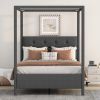 Full Size Upholstery Canopy Platform Bed with Headboard;