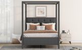 Full Size Upholstery Canopy Platform Bed with Headboard;
