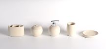Concrete terrazzo Bath Accessory Set; White Sandstone Color