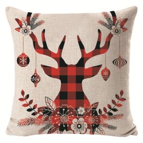 Christmas Elk Printing Linen Pillow Cover (Option: Model 8-45x45cm)