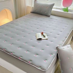 Maternal And Infant Grade Cotton Fitted Sheet Single Piece Simmons Mattress (Option: Cherry grey-150x200cm)