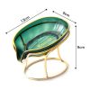 Luxury Soap Case Leaf Shape Iron Art Holder Bathroom Drain Soap Storage Dish Container Non-slip Draining Tray Bath Organizer