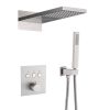3-Spray Patterns Thermostatic Bathroom Shower Wall Mount Rainfall Dual Shower Heads Brushed Nickle