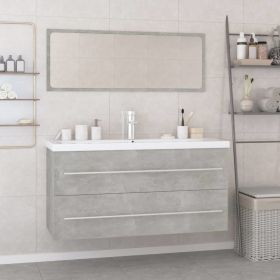 Bathroom Furniture Set Concrete Gray Engineered Wood (Color: Gray)