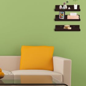 Set of 3 Floating Shelves in Composite Wood - Wall Mounted Storage Shelves for Bedroom, Living Room, Bathroom, Kitchen, Office and More RT (Color: Brown)