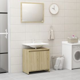 Bathroom Furniture Set Sonoma Oak Engineered Wood (Color: Brown)