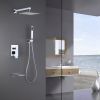 Trustmade Wall Mounted Square Rainfall Pressure Balanced Complteted Shower System with Rough-in Valve, 3 Function, 10 inches - 3W02
