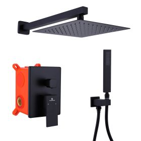 Trustmade 10 Inches Ceiling Mount Pressure-Balanced Shower System, Bathroom Luxury Rain Mixer Shower Combo Set, 3 Colors Awailable (Color: Matte Black)