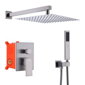 Trustmade 10 Inches Ceiling Mount Pressure-Balanced Shower System, Bathroom Luxury Rain Mixer Shower Combo Set, 3 Colors Awailable (Color: Brushed Nickel)