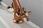 Bathroom Sink Faucet Antique Brass Single Hole Cold and Hot Double Handle Cross Knobs Vanity Vessel Sink Basin Mixer Tap