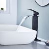 Waterfall Spout Bathroom Faucet; Single Handle Bathroom Vanity Sink Faucet