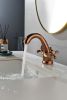 Bathroom Sink Faucet Antique Brass Single Hole Cold and Hot Double Handle Cross Knobs Vanity Vessel Sink Basin Mixer Tap