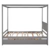 Full Size Canopy Platform Bed with Trundle,With Slat Support Leg