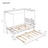 Full Size Canopy Platform Bed with Trundle,With Slat Support Leg
