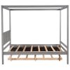 Full Size Canopy Platform Bed with Trundle,With Slat Support Leg