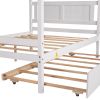 Full Size Canopy Platform Bed with Trundle,With Slat Support Leg
