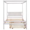 Full Size Canopy Platform Bed with Trundle,With Slat Support Leg