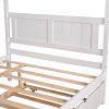Full Size Canopy Platform Bed with Trundle,With Slat Support Leg
