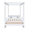 Twin Size Canopy Car-Shaped Platform Bed,Natural+Brown(Expected Arrival Time:7.25)