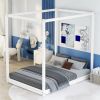 Full Size Canopy Platform Bed with Support Legs