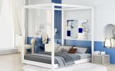 Full Size Canopy Platform Bed with Support Legs