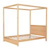 Full Size Canopy Platform Bed with Headboard and Support Legs