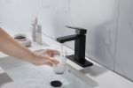 Waterfall Spout Bathroom Faucet; Single Handle Bathroom Vanity Sink Faucet