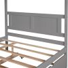 Full Size Canopy Platform Bed with Trundle,With Slat Support Leg