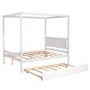 Full Size Canopy Platform Bed with Trundle,With Slat Support Leg