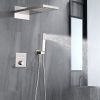 3-Spray Patterns Thermostatic Bathroom Shower Wall Mount Rainfall Dual Shower Heads Brushed Nickle
