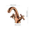 Bathroom Sink Faucet Antique Brass Single Hole Cold and Hot Double Handle Cross Knobs Vanity Vessel Sink Basin Mixer Tap