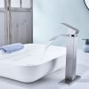 Waterfall Spout Bathroom Faucet; Single Handle Bathroom Vanity Sink Faucet