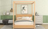 Full Size Canopy Platform Bed with Headboard and Support Legs