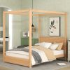 Full Size Canopy Platform Bed with Headboard and Support Legs