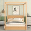 Full Size Canopy Platform Bed with Headboard and Support Legs