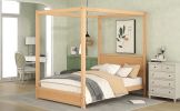 Full Size Canopy Platform Bed with Headboard and Support Legs
