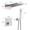 3-Spray Patterns Thermostatic Bathroom Shower Wall Mount Rainfall Dual Shower Heads Brushed Nickle