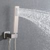 3-Spray Patterns Thermostatic Bathroom Shower Wall Mount Rainfall Dual Shower Heads Brushed Nickle
