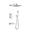 Trustmade Wall Mounted Square Rainfall Pressure Balanced Complteted Shower System with Rough-in Valve, 3 Function, 10 inches - 3W02