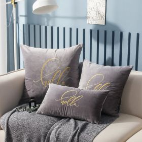 Simple Solid Color Gold Thread Embroidery Couch Pillow Netherlands Velvet Model Room Office Small Waist (Option: Deep Space Gray-45 �� 45cm With Core)
