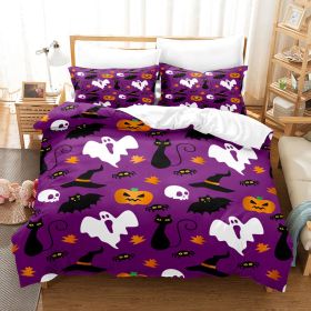 Halloween Series Bed Sheet Holiday Bedding Three-piece Set (Option: 3style-173 × 218)
